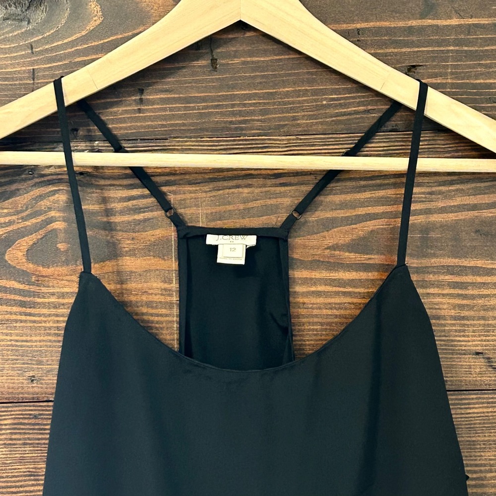 J.Crew Camisole Tank Top Women 12 Black Racerback Spaghetti Strap Capsule Basic - Picture 2 of 8